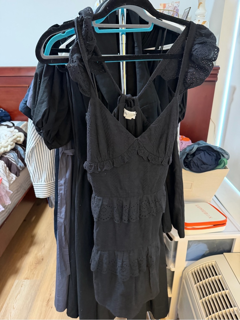 Black Ruffle Eyelet Tiered Sundress Size Small